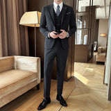 Riolio  Men's Tailored Three-Piece Suit Casual Contrast Color Business Formal Korean Style Wedding Dress Suit Set Fashionable Clothing