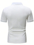 Riolio  Leisure Mens Polo Shirts Short Sleeve Plaid Jacquard Tops  Spring Summer Men Clothing Fashion Solid Color Button Lapel Polo