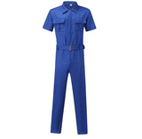 Men's Overalls Casual Streetwear Pocket Solid Color Short Sleeve+Trousers Jumpsuit Fashion Leisure Basic Work Pants