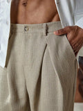 Riolio  Mens Casual Loose Pleated Wide Leg Chino Pants For Summer Autumn Daily Wear