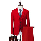 Riolio  M-6XL ( Jacket + Vest + Pants ) Boutique Pure Color Mens Business Formal Suit 3Piece Set and Two-piece Set Groom Wedding Dress