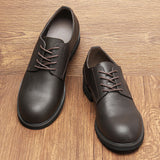 Riolio Genuine Leather Men Derby Shoes Ultralight Comfortable Fashion Men Casual Shoes Black Men Leather Shoe