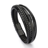 Riolio New Trendy Leather Bracelet for Men Stainless Steel Brown Leather Rope Braided Rope Man Bracelet Jewelry Gift Wholesale