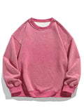 Riolio 360G Heavy Cotton Oversized Sweatshirts Men/Women Korean Fashion Couples Crew-Neck Vintage Washed Y2K Hoodie Loose Pullover Tops