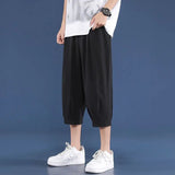 Riolio  Summer Ice Silk Ultra-thin Cropped for Men Casual Pants for Mid-sports Loose Versatile Pants