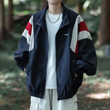 Riolio Loose Fit Men's Spring Autumn Outdoor Workwear Jaet Color Blo Sle Versatile Casual Long Sve Stand Collar Coat