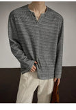 Riolio  2025 New Fall Mens Long Sleeve Tshirt Soft Comfortable Casual Knitted Shirt V Neck Top Fashion Mens Clothing Teen Boys Clothing
