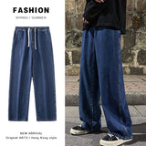 Riolio New Korean Fashion Loose Jeans Classic Straight Straight Baggy Wide Leg Trousers Street Hip Hop Pants 3XL Black Grey Blue