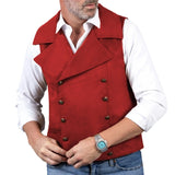 Riolio  Men Vest Brown Double Button Frosted Velvet Waistcoat For Banquet Birthday Wedding Business Work Formal Set Men Suit Vest