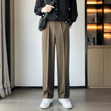 Riolio Spring Summer Men Suit Pants Wide Leg Long Drape Trousers Fashion Streetwear Clothing Solid Stretch Waist Oversize Pants Black