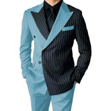 Riolio  Luxury Men's  Striped Suits Slim Fit Peak Lapel 2 Pieces Blazer and Pants Set for Wedding Prom  Evening Party
