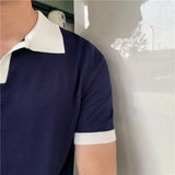 Riolio Summer Lapel Breathable Short Sleeve Temperament Men's Clothing Slim Korean Version Solid Color Trend Knitted POLO Shirt