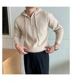 Riolio  New British Leisure Men's Hooded Sweater Trendy Zip-up Preppy Style Slim-fit Long Sleeve Hoodies Casual Vintage Warmth Knitwear