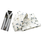 Riolio  Men's High Quality 6.5cm Floral Leaves Cotton Tie Handkerchief Suspender Set Novel Gentleman Artistic Wedding Accessories Gifts