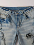Riolio  Autumn and Spring Fashion Trend American Vintage Straight Leg Ripped Blue Jeans for Men Loose Sports High Quality Denim Pants
