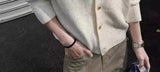 Riolio New American Style Men Cardigan Luxury Knitted Button-down Solid Color Long Sleeve Sweater Jacket Casual High Quality Knitwear