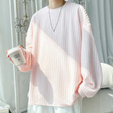 Riolio Spring Long Sleeved T-shirt Men White Casual T Shirt Men Streetwear Korean Loose Pleated T Shirt Mens Top Large Size M-5XL