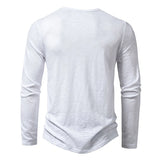 Riolio  Spring Autumn Men Classic Casual Soild Color Shirt Men Fashion Tops Tees Men Slim Fit Long Sleeve Tshirt Tee Shirt