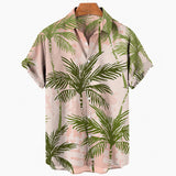 Riolio Summer Hawaiian Shirt For Men 3D Retro Coconut Tree Pattern Short Sleeve Vacation Breathable Casual Design Clothing Fashion