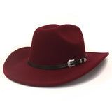 Riolio  Vintage Western Cowboy Hat with Black Belt Men's Felt Fedora Hat Women Jazz Cowgirl Cap Cloche Church Sombrero Hombre Caps