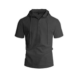 Riolio  Men's Linen Blend Hooded Polo Shirt Summer Casual Short Sleeve Solid Beach T-shirt