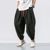 Riolio New Trendy Men Harem Pants Loose Oversized Style Cotton and Linen High Quality Jogger Sweatpants Casual Male Trousers