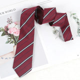 Riolio  Burgundy Luxury 7CM Ties for Women Mens Fashion Necktie Stripes Groom Neck Tie Wedding Party College Style Tie JK Accessories