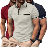 New Solid Color Polo Shirt Men's Short Sleeve Button Tshirts Lapel Lightweight Turn-down Streetwear Sport Casual Fitness Tops