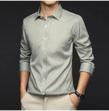 Riolio  Smart Casual Autumn Winter New Shirts Men Lapel Striped Single Breasted Korean Trend Fashion All-match Slim Long Sleeve Tops