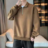 Riolio Plus Size Autumn New Hoodies Men Korean Fashion Heavy Cotton Long Sleeved Half Zip-Up Sweatshirts