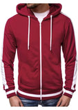 Riolio  New Casual Sweatshirt Zip-Up Hoodies With White Stripes Color Block Cardigan Long Sleeve Sportswear Comfortable Hooded Jacket