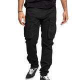Riolio  independent station spring and summer new plus size men's cargo pants solid color multi-pocket casual pants men's model