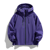 Riolio Casual Solid Color Men's Jacket Hooded Couple Outfit Unisex Outdoor Sports Hiking Jacket High Quality Men's Hiking Casual Top