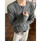 Riolio  Autumn Black Long Sleeved T-shirt Men Fashion Casual Knitted T Shirt Men Streetwear Korean Loose Striped T-shirt Mens Top 4XL