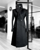 Riolio  Fashion Woolen Blend Coat Men Black Over Jacket Overcoat Double Breasted Long Plus Size Warm Formal Business