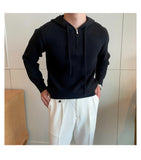 Riolio  New British Leisure Men's Hooded Sweater Trendy Zip-up Preppy Style Slim-fit Long Sleeve Hoodies Casual Vintage Warmth Knitwear