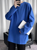 Riolio  Loose Long Sve round Ne T-irt for Men Spring Autumn Pure Color Base Layer irt Inner Wear Big Size Casual Faion