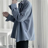 Riolio Spring Autumn Fashion Polo Neck Long Sleeved Shirt Men's Clothing Casual Versatile Solid Color Pocket Button Rope Hombre Tops