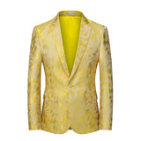 Riolio Fashion New Men's Casual Boutique Business Wedding Host Slim Bronzing Suit Flower Jacket Dress Blazers Coat