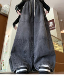 Riolio  Cargo Jean Loose Wide Leg Workwear Jeans Elastic Waist Men and Women Spring Autumn Faion Brand Waed Out Trousers Straight Cut