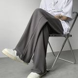 Riolio Summer Casual Pants Men Fashion Oversized Wide Leg Pants Men Trousers Streetwear Korean Loose Pleated Pants Mens Ice Silk Pants