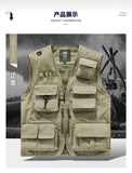 Riolio Outdoor Casual Fishing Vest Photography Spring and Autumn Men's Vest Multi-Pocket Tooling Quick-Drying Vest Cotton Workwear