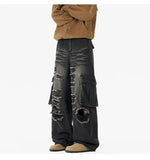 Riolio  Ripped Camo Jeans Men 2025 New Loose Straight Leg Denim Pants Outdoor Hiking Trousers Casual Comfort Street Style Fashion