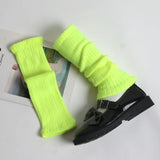 Riolio  Winter Bright Green Color JK Style Spice Girls College Foot Cover Warm Pile Long Socks Boot Cuff Cover Knitted Leg Warmers