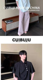 Riolio Retro New Chinese Style High-end Shirt Short-sleeved Men Women Korean Style Summer Fashion Irregular Button Design Top Urban
