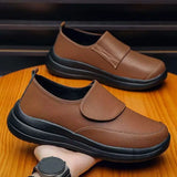 Riolio  Man Pu Leather Big Size Low Top Slip On Casual Shoes Spring Autumn New Lightweight Non Slip Work Shoes Soft Sole Elderly Shoes