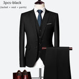 Riolio WELL DRESSED MEN 3 Piece Men's Wedding Suit Fashion Men's Slim Solid Color Business Office Suit Sets Large Size Men Blazer+ Pants + Vest