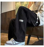 Riolio  Striped Jeans Men Spring Summer Denim Jeans Vintage Baggy Pants Women Elastic Waist Loose Straight Pants Fashion Men Trousers