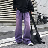 Riolio Purple Jeans for Men Spring and Autumn Straight Loose Trousers Oversize Casual Wide Leg Pants High Street Fashion Male Clothing