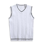 Riolio  European American Sleeveless Sweater Autumn Winter New Style Men's Youth Vest Knitwear Sleeveless Cardigan V Neck Pullover Top